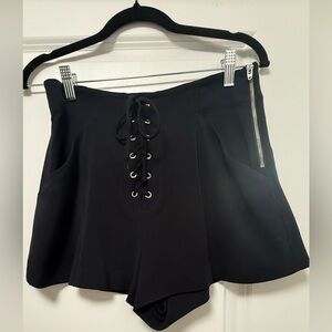 A.L.C. Black High Waist Lace-Up Shorts